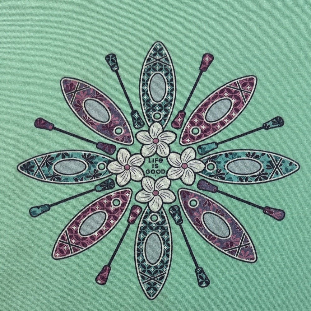 Life Is Good Women's Green Mandala Short Sleeve Tee